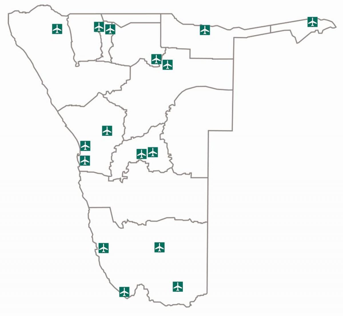 Mappa degli aeroporti Namibia