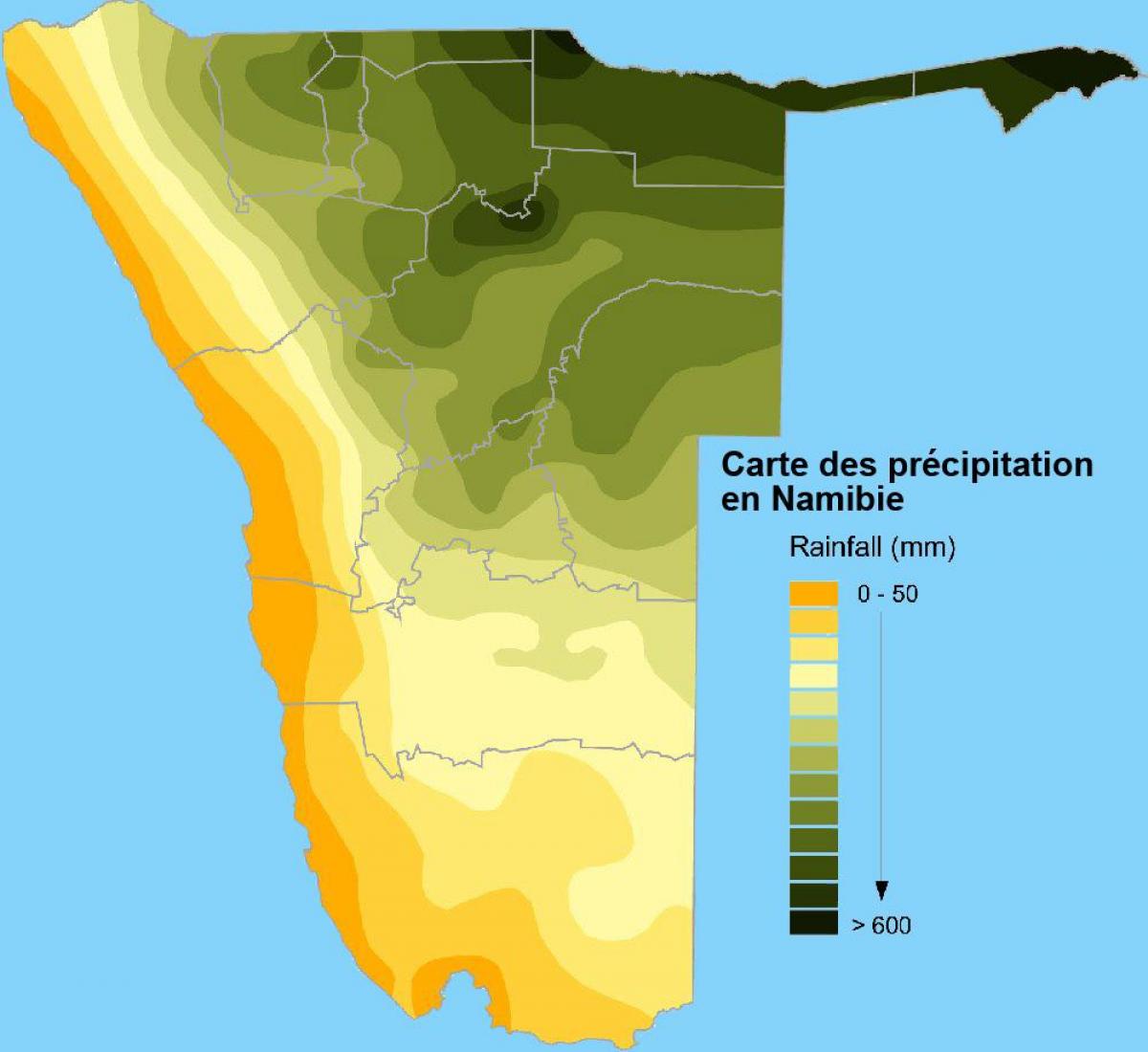 Mappa della Namibia pioggia
