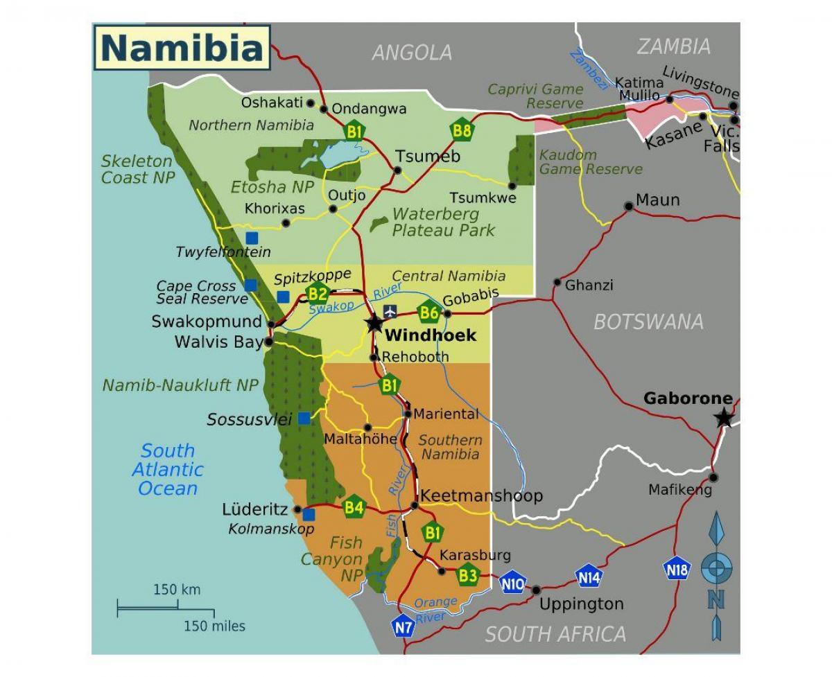 Mappa del nord della Namibia 